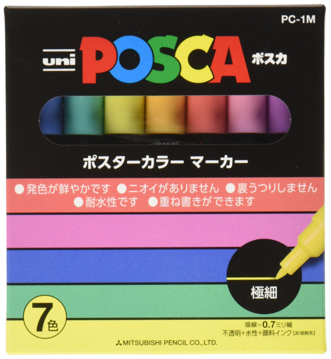 Mitsubishi Pencil Water-Based Posca Pen Extra Fine 7 Colors PC1M7C