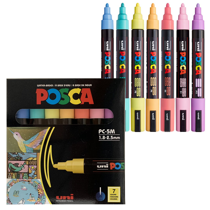 Mitsubishi Pencil Posca Medium Point 7 Colored Water-Based Pens Pc5M7C