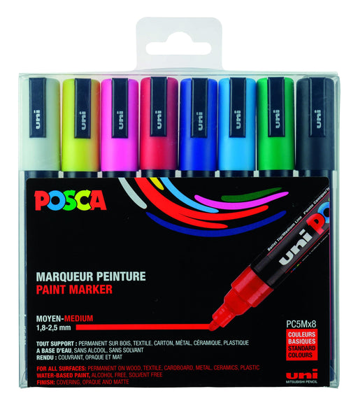 Mitsubishi Pencil Posca Medium Point Water-Based Pen 8 Color Set Pc5M8C-Kiichin - The #1 Place for Japanese Goods in Your Hand!