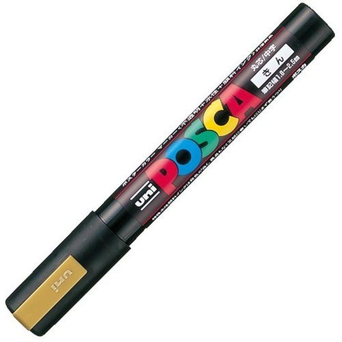 Mitsubishi Pencil Gold Medium Point Water-Based Posca Pen Pc5M.25 Round Core