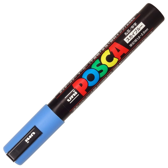 Mitsubishi Pencil Sky Blue Medium Point Water-Based Posca Pen Round Core PC5M.48 10 Pack