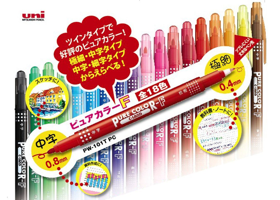 Mitsubishi Pencil Pure Color F Red Water-Based Pens Pack of 10