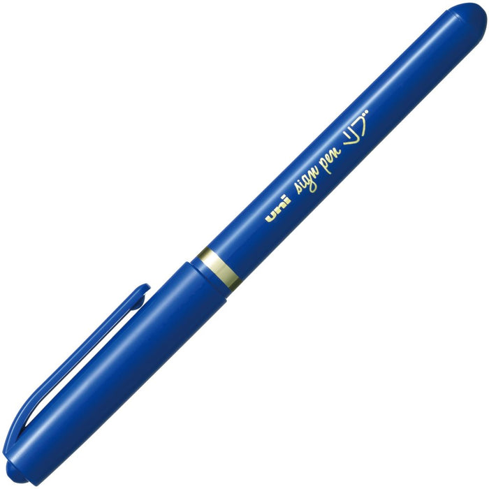 Mitsubishi Pencil Fine Point Blue Pen - 10 Pack Water-Based Ribbed Myt7.33