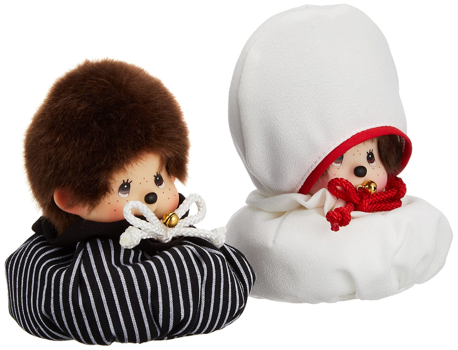 Sekiguchi Monchhichi 婚礼吉祥物套装日式毛绒玩具 17 厘米高