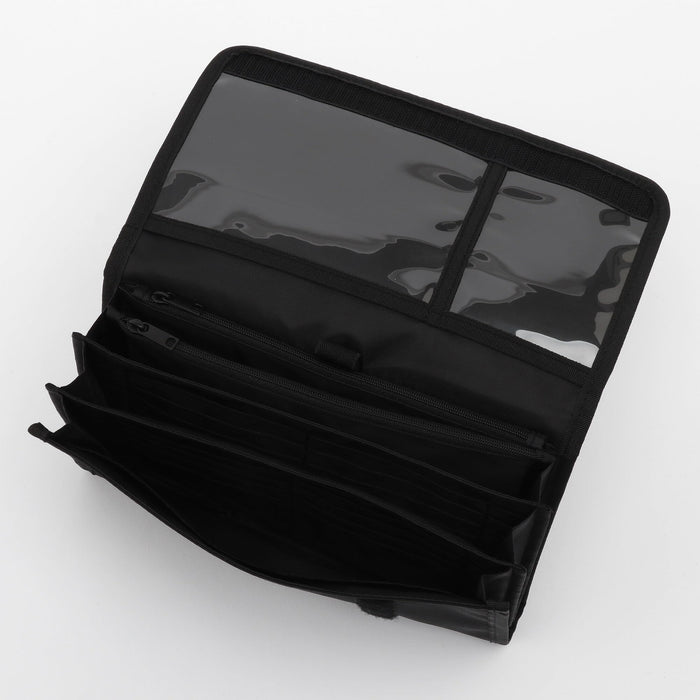 Muji Large Black Polyester Health Handbook Case B6/A5 Compatible 24x17cm