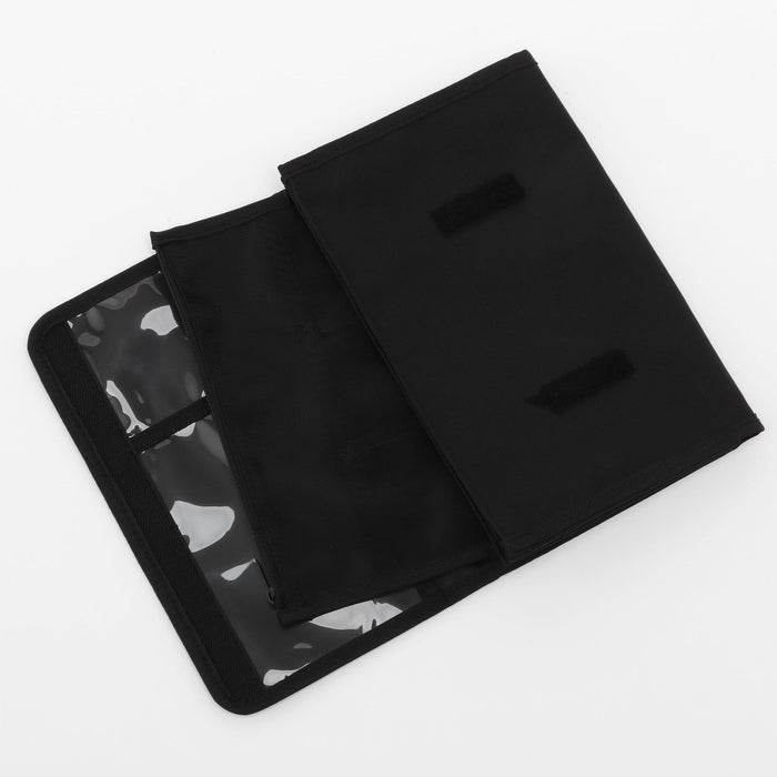 Muji Large Black Polyester Health Handbook Case B6/A5 Compatible 24x17cm