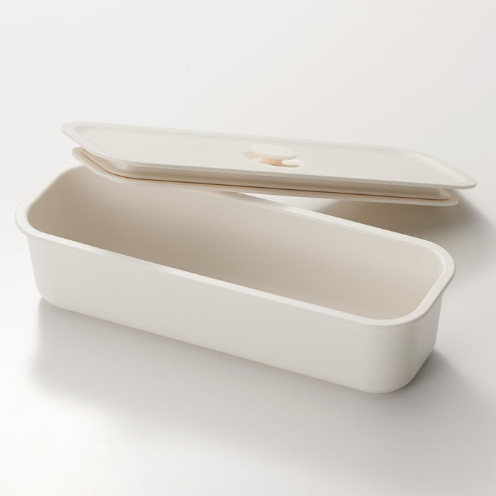 Muji White Long Polypropylene Lunch Box with Valve 320ml Storage Container