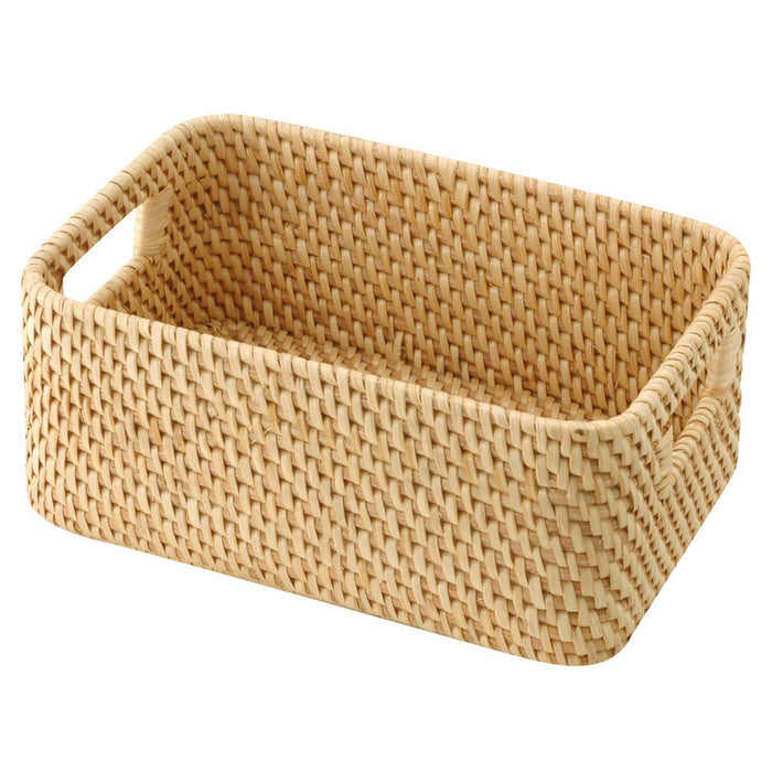 Muji Rattan Box with Handle Stackable 15x22x9cm Natural Storage Solution