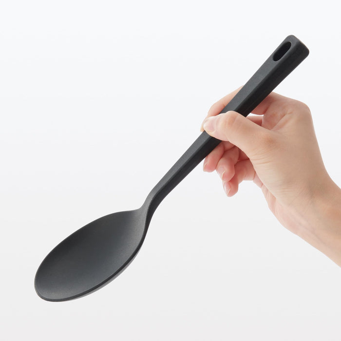Muji Black Silicone Cooking Spoon 26cm - Durable Kitchen Utensil
