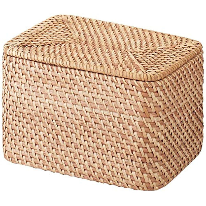 Muji Stackable Rattan Box with Lid - 26x18x16cm Storage Solution
