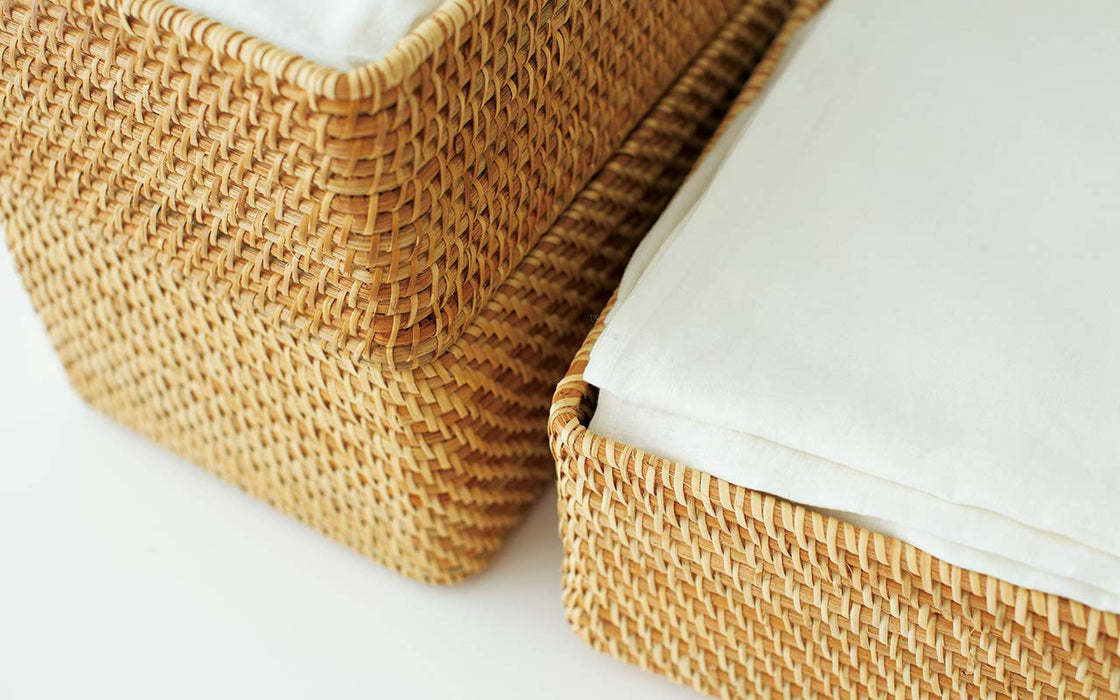 Muji Large Stackable Rattan Square Basket 35x36x24cm