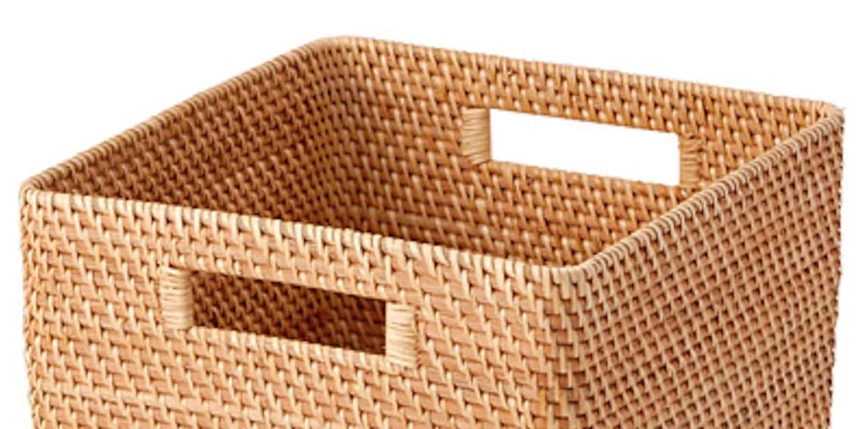 Muji Large Stackable Rattan Square Basket 35x36x24cm