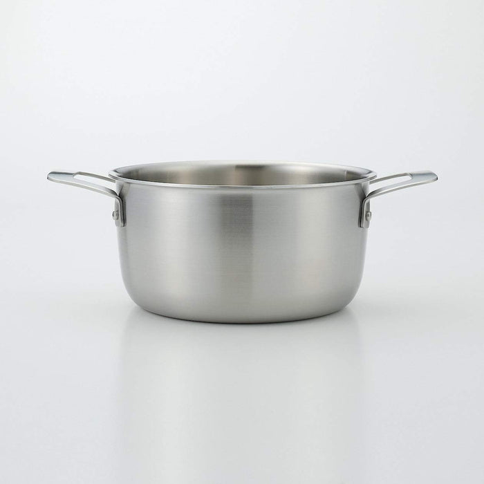 Muji 3.0L Stainless Steel Aluminum Three-Ply Pot with Handle 31.5x11Cm Silver