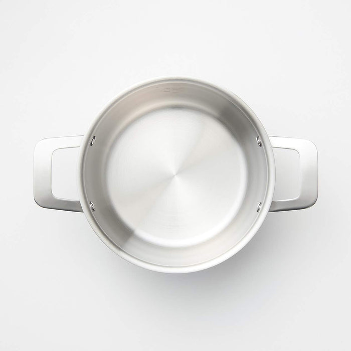 Muji 3.0L Stainless Steel Aluminum Three-Ply Pot with Handle 31.5x11Cm Silver