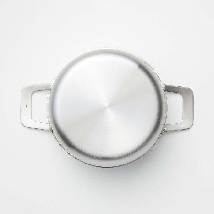 Muji 3.0L Stainless Steel Aluminum Three-Ply Pot with Handle 31.5x11Cm Silver