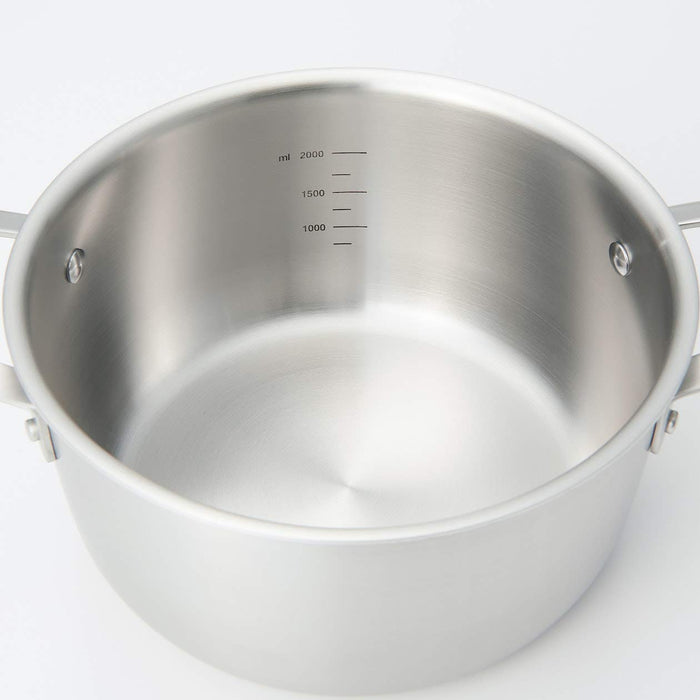 Muji 3.0L Stainless Steel Aluminum Three-Ply Pot with Handle 31.5x11Cm Silver