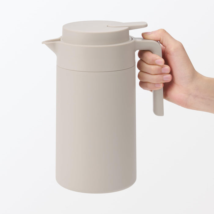 Muji Insulated Tabletop Pot Gray Beige 1.3L Wide Mouth Easy Clean 84334542