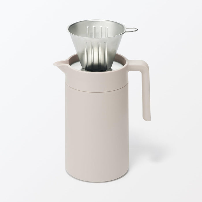 Muji Insulated Tabletop Pot Gray Beige 1.3L Wide Mouth Easy Clean 84334542