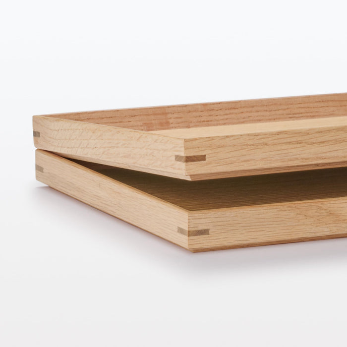 Muji Wooden Square Tray Natural 27x19x2cm Durable Serving Tray