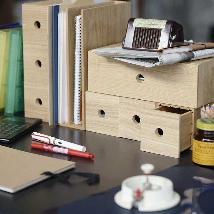 Muji A5 Wooden Storage Stand 8.4x17x25.2cm Durable Office Organizer