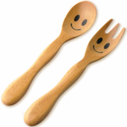 Nagao Children's Wooden Spoon and Fork Set 14cm Niko Niko Saonoki-Kiichin - The #1 Place for Japanese Goods in Your Hand!