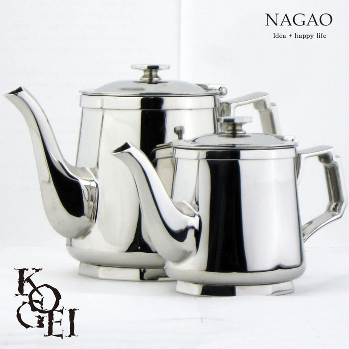Nagao Kogei 680Ml Stainless Steel Teapot Mirror Finish Japanese Craftsmanship-Kiichin - The #1 Place for Japanese Goods in Your Hand!