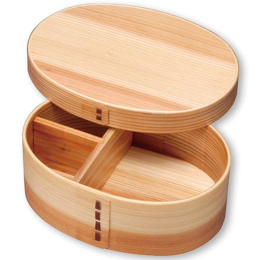 Nagao Oval Wooden Lunch Box 1 Tier with Dividers Natural Finish Fh01W-Kiichin - The #1 Place for Japanese Goods in Your Hand!