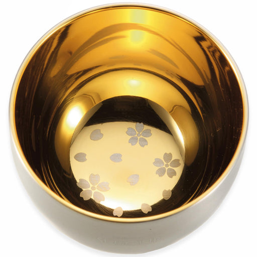 Nagao Tsubame Sanjo Sake Cup Sakura Gold Double Walled Stainless Steel Japan-Kiichin - The #1 Place for Japanese Goods in Your Hand!