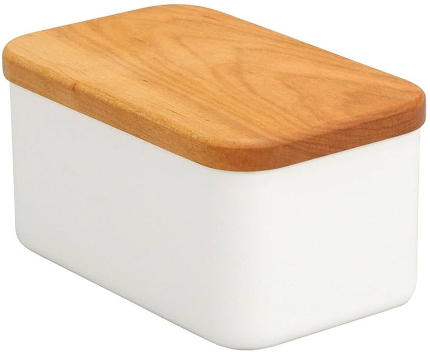 Noda Horo 搪瓷奶油盤帶櫻桃木蓋 - 可容納 200 克奶油