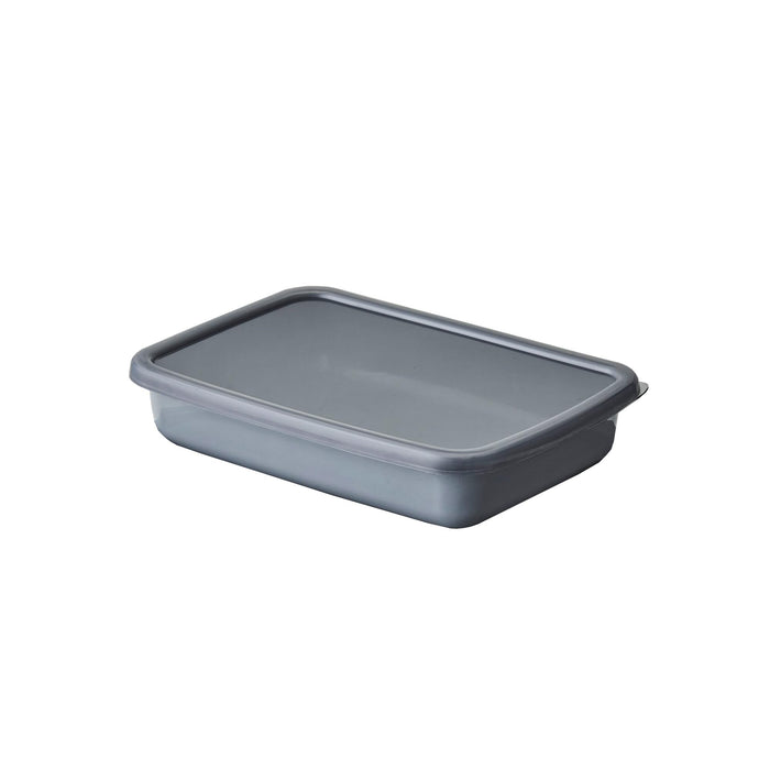 Noda Horo Gray Series Small Rectangular Enamel Storage Container with Lid