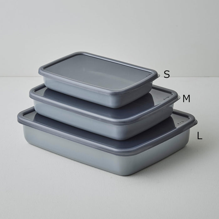 Noda Horo Gray Series Small Rectangular Enamel Storage Container with Lid