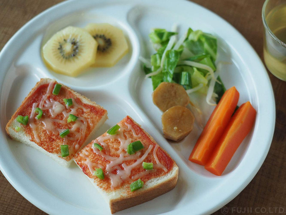 Noda Horo Enamel Round Plate 24cm White Heat Resistant Divided Lunch Plate