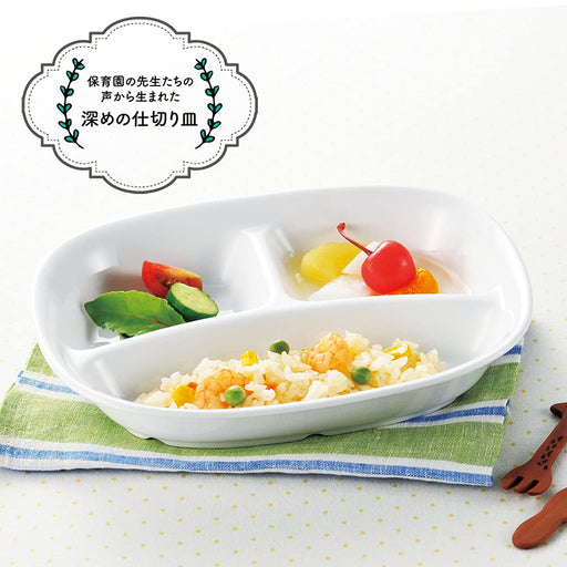 Ogiso 3-Compartment White Porcelain Plate for Nurseries Reinforced Design-Kiichin - The #1 Place for Japanese Goods in Your Hand!