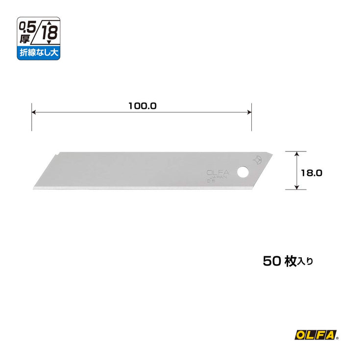 Olfa Large LB50KOSN Replacement Blades 50 Pieces - No Folding Lines