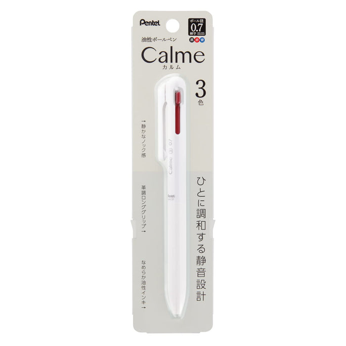 Pentel Calme 3-Color 0.7mm Ballpoint Pen in Grayish White