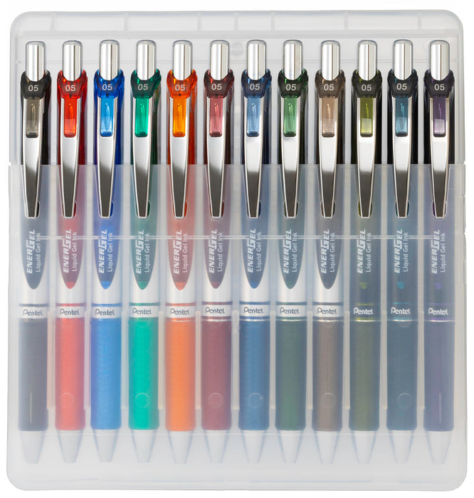 Pentel Energel 0.5mm 12 Colors Ballpoint Pen Set with Stand Case