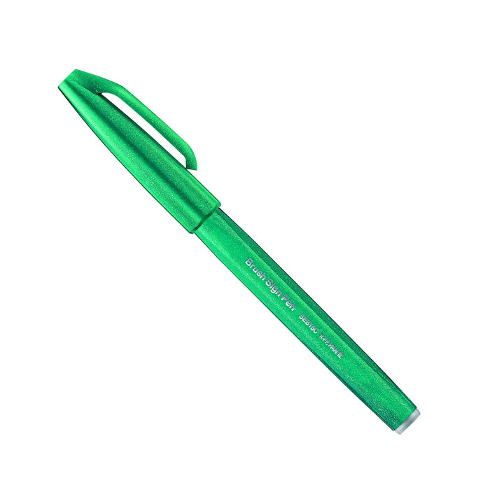 Pentel Turquoise Green Brush Touch Felt Pen Ses15C-D3 Pack of 10