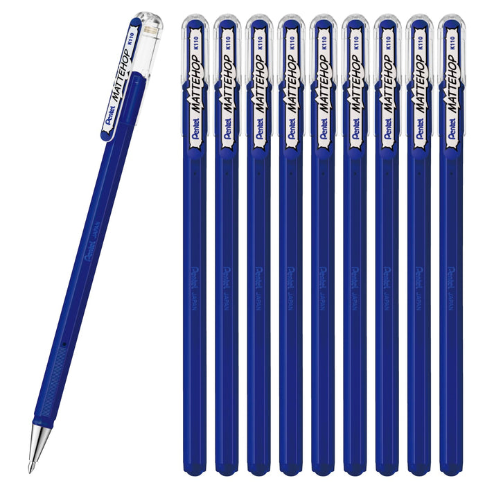 Pentel Matte Hop Blue Color Ballpoint Pen 10 Pieces Pack - K110-Vc Series