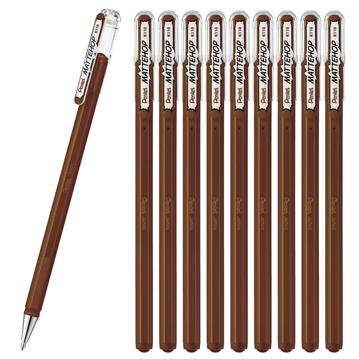 Pentel 10-Piece Matte Hop Brown Color Ballpoint Pen Set K110-Ve