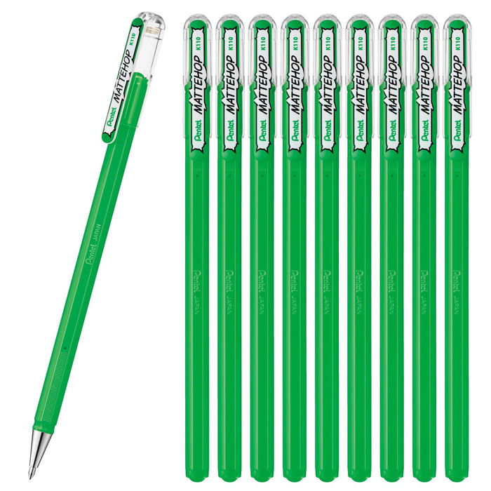 Pentel Matte Hop Green 10-Piece Color Ballpoint Pen Set K110-Vd