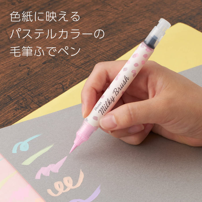 Pentel Color Brush Pen Set Milky Style 8 Rich Colors - GFH-P8ST
