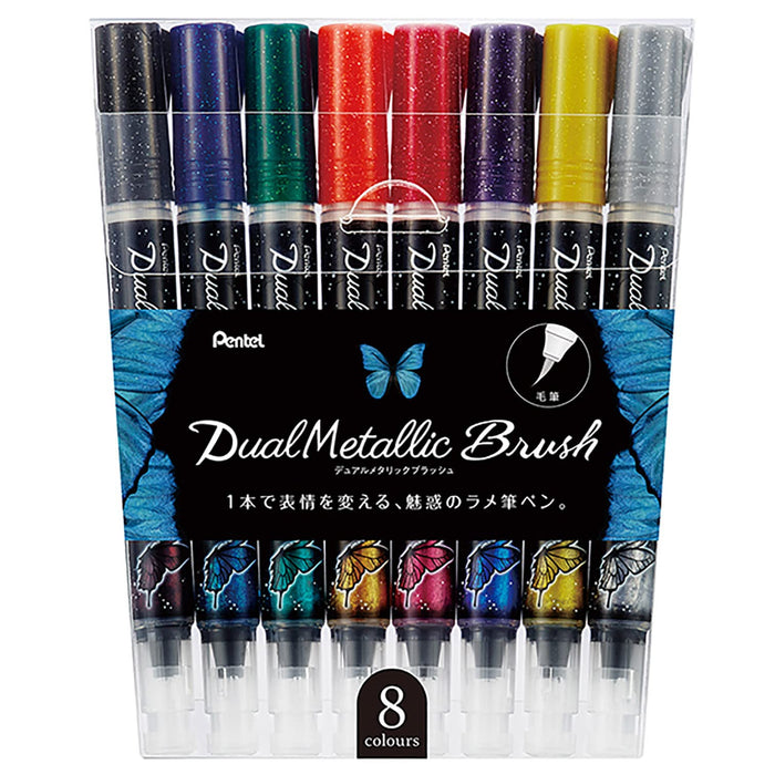 Pentel 8 Color Set Dual Metallic Blush Pen Collection GFH-D8St