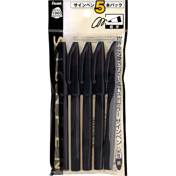 Pentel 5 Pack Black Felt-Tip Pen XS520AD5 - Perfect for Artistic Use