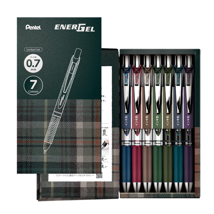 Pentel EnerGel 0.7mm 凝胶墨水圆珠笔限量 7 色套装 Bl77-L7