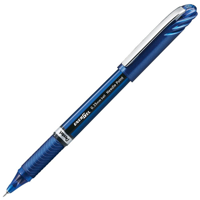 Pentel Energel Euro Bln23-C Blue Gel Ink Ballpoint Pen 0.35mm Pack of 10