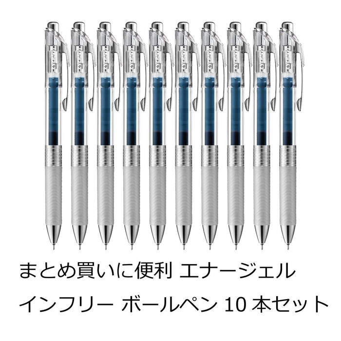 Pentel Energel 0.5 Blue Black Gel Ink Ballpoint Pen Pack of 10 Pieces