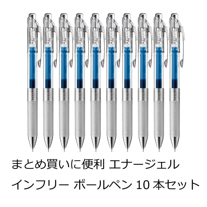 Pentel Energel 蓝色凝胶墨水圆珠笔 0.5 笔尖 10 支装