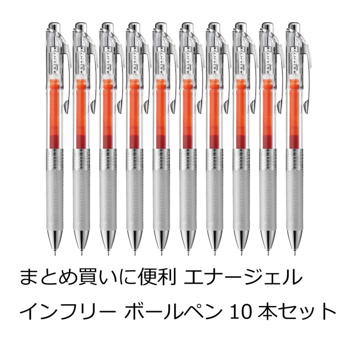 Pentel Energel 免費 0.5 中性墨水原子筆橘色 10 支裝