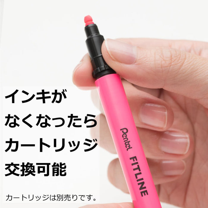 Pentel 10 件装荧光笔套装（3 种 Fit Line 颜色）Slw11-3