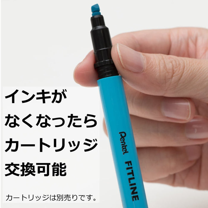 Pentel 天蓝色 Fitline 荧光笔 10 支装 - SLW11-S 系列